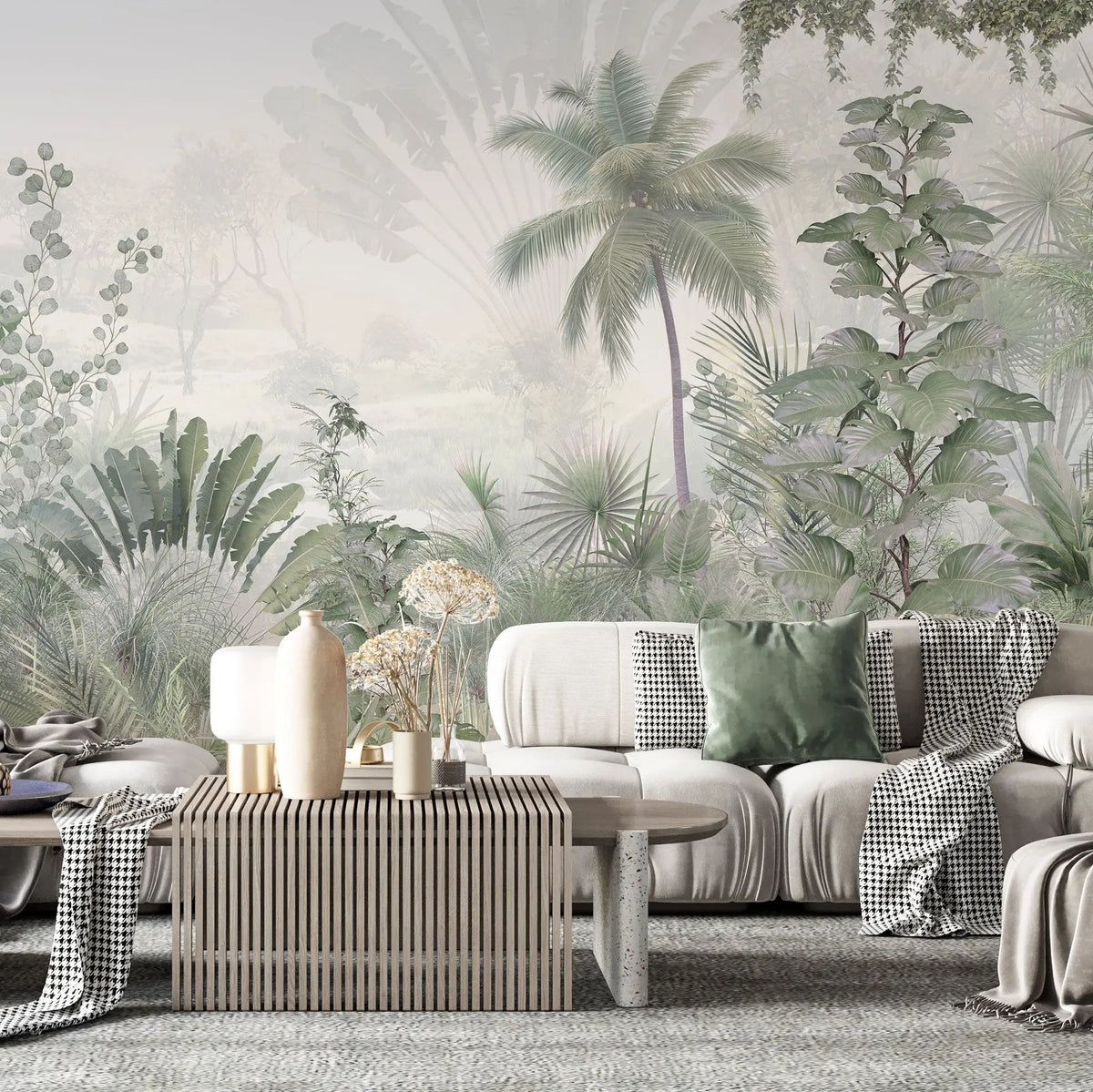 Tapet personalizat tropical cu jungla tropicala si ceata linistita quiet fog