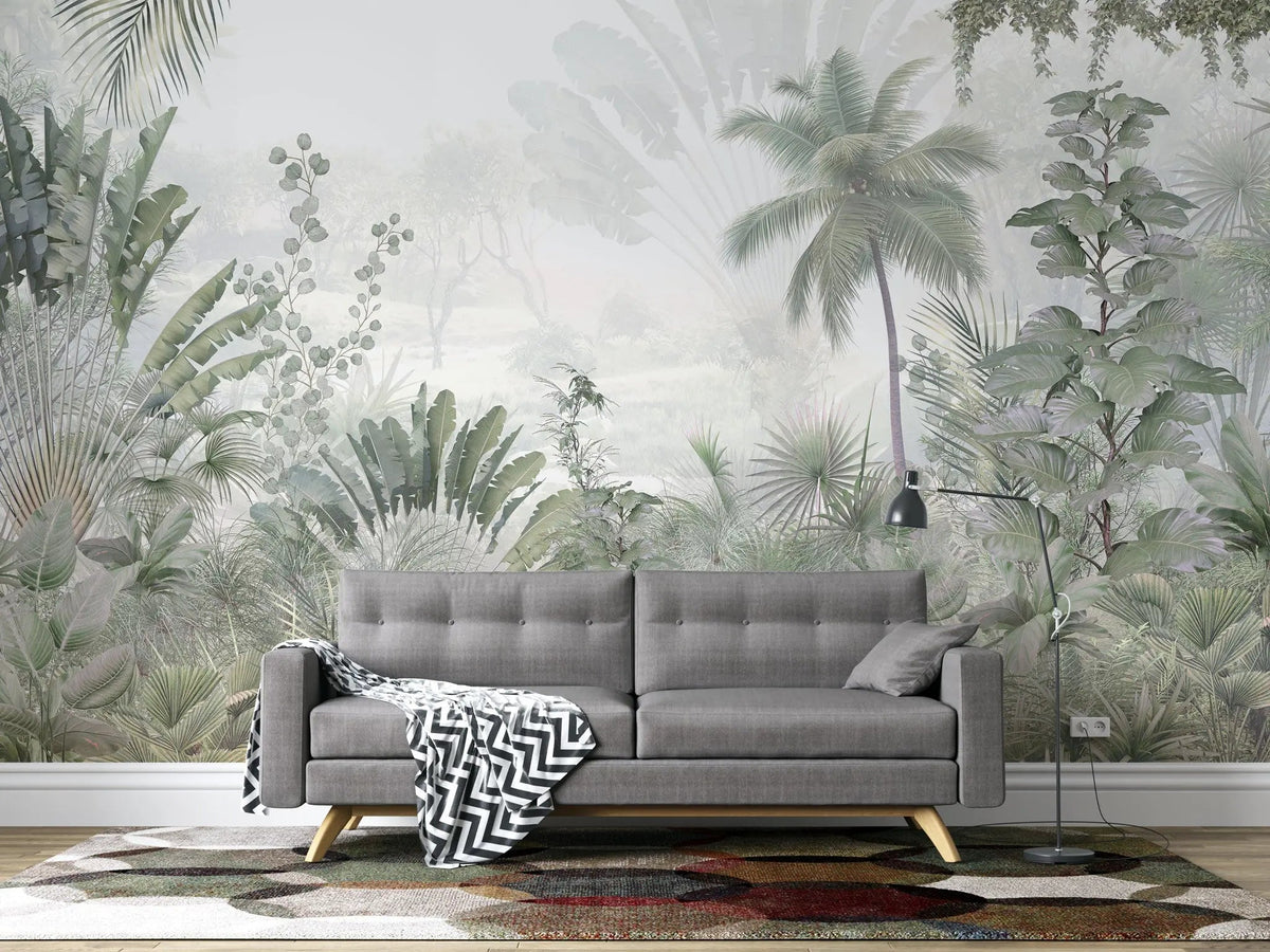 Tapet personalizat tropical cu jungla tropicala si ceata linistita quiet fog