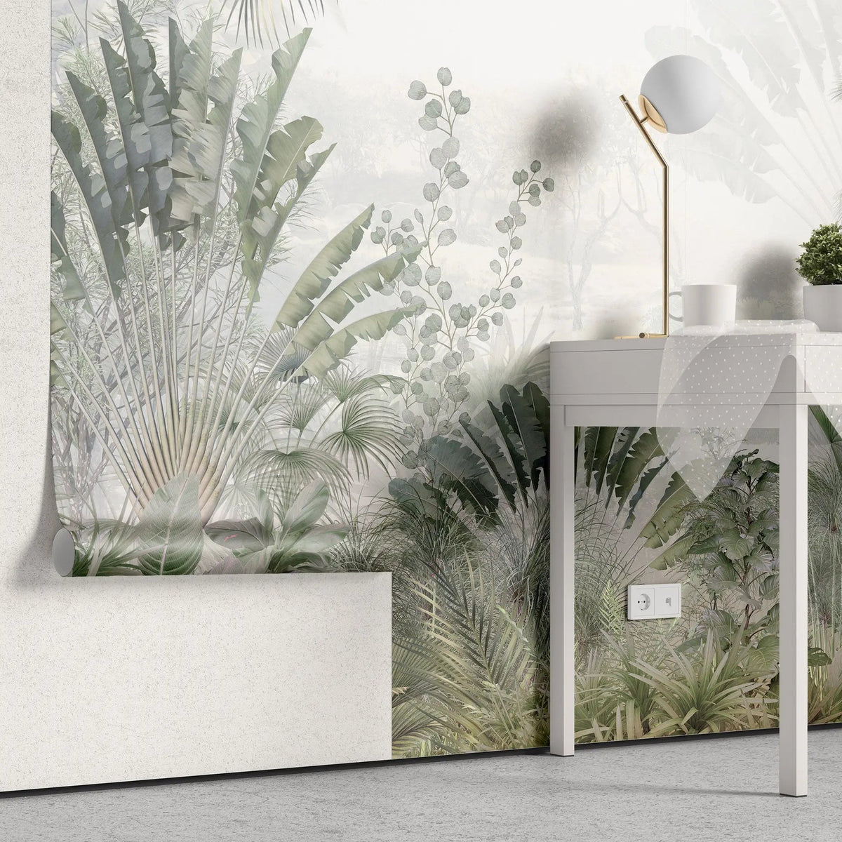 Tapet personalizat tropical cu jungla tropicala si ceata linistita quiet fog