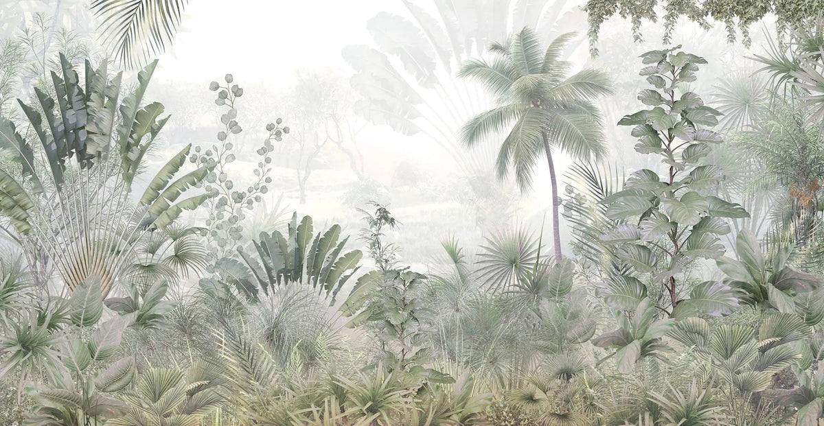 Tapet personalizat tropical cu jungla tropicala si ceata linistita quiet fog