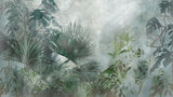 Tapet personalizat tropical cu jungla tropicala in nuante intense de verde cyan deep cyan jungle
