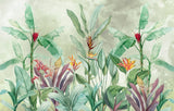 Tapet personalizat tropical cu jungla tropicala in nuante de verde cu plante tropicale tropical dream
