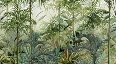 Tapet personalizat tropical cu straturi texturate in nuante vii de verde oferind o senzatie de profunzime si naturalete tropical texture light