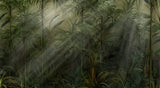 Tapet personalizat tropical cu straturi texturate in nuante vii de verde inchis oferind o senzatie de profunzime si mister tropical texture dark