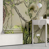 Tapet personalizat tropical cu asamblu de plante tropicale verzi si liane creand un un spatiu plin de prospetime si culoare green vine