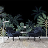 Tapet personalizat Tropical cu peisaj tropical pe un fundal negru - BLACK JUNGLE