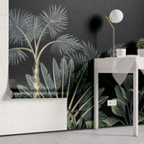 Tapet personalizat Tropical cu peisaj tropical pe un fundal negru - BLACK JUNGLE