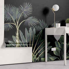 Tapet personalizat Tropical cu peisaj tropical pe un fundal negru - BLACK JUNGLE