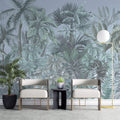 Tapet personalizat Tropical cu plante tropicale intr-un fundal albastru - BLUE TINTED JUNGLE