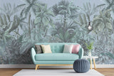 Tapet personalizat Tropical cu plante tropicale intr-un fundal albastru - BLUE TINTED JUNGLE