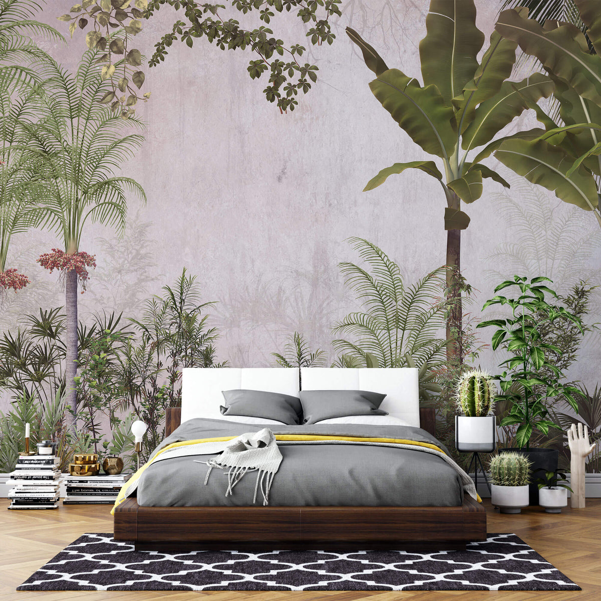 Tapet personalizat Tropical cu copaci tropicali infloriti - TROPICAL BLOOM TREE