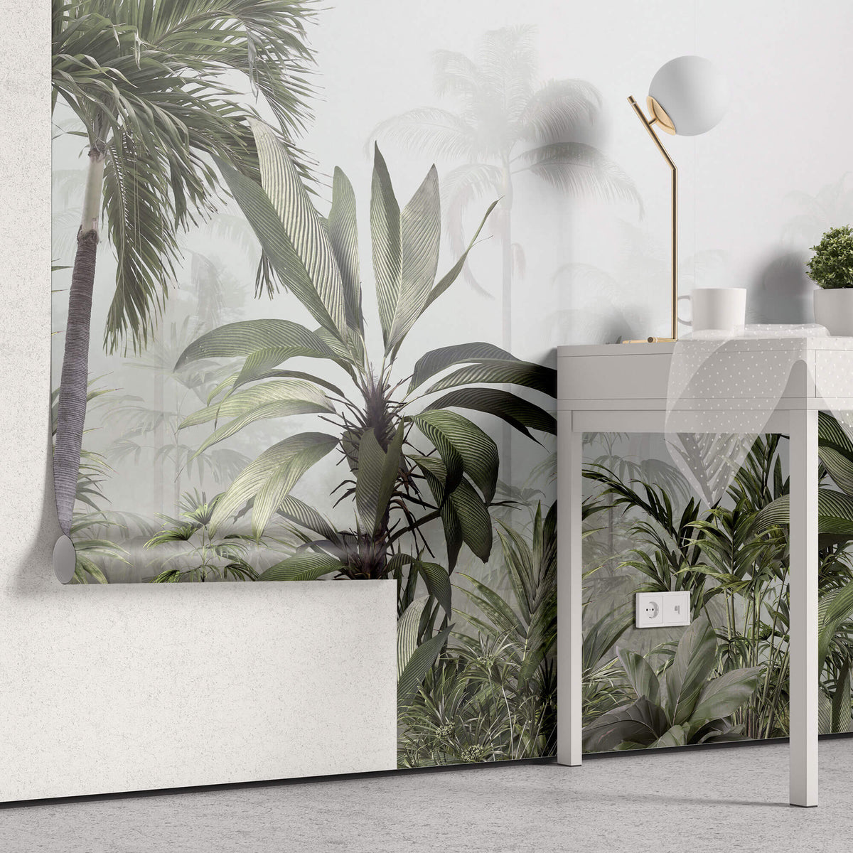Tapet personalizat Tropical cu jungla tropicala in ceata - FOGGY TROPICAL JUNGLE