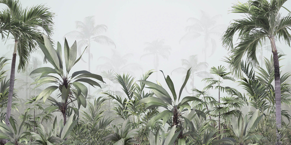 Tapet personalizat Tropical cu jungla tropicala in ceata - FOGGY TROPICAL JUNGLE