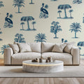 Tapet personalizat Tropical cu elemente tropicale in nuante de albastru - SUMMER VACATION