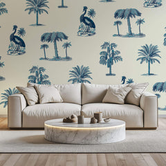 Tapet personalizat Tropical cu elemente tropicale in nuante de albastru - SUMMER VACATION