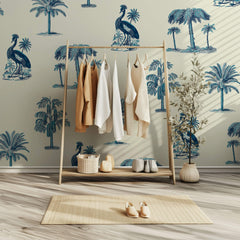 Tapet personalizat Tropical cu elemente tropicale in nuante de albastru - SUMMER VACATION
