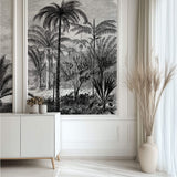 Tapet personalizat Tropical cu peisaj tropical desenat in dungi alb si negru - TROPICAL POSTCARD