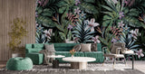 Tapet personalizat Tropical cu plante tropicale si flori de hibiscus - DARK PINKY TROPICAL