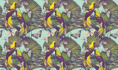 Yellow Birds Pattern Personalised Wallpaper