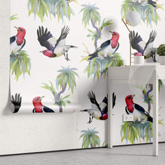 Tapet personalizat Tropical cu pasari exotice - RED-HEADED CARDINAL