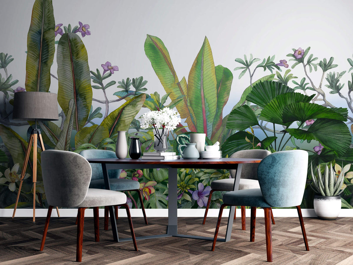 Tapet personalizat Tropical cu flori si plante tropicale - TROPICAL ORCHID