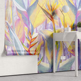Tapet personalizat Tropical cu floarea paradisului in nuante vibrante de portocaliu si roz - FRENZY BIRD OF PARADISE