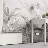 Tapet personalizat Tropical cu plante tropicale gri pe un fundal de marmura gri - GREY TROPICAL MARBLE