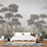 Tapet personalizat Tropical cu copaci si plante exotice - GREY RAINFOREST