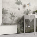 Tapet personalizat Tropical cu palmieri inalti si flori de margaritar - PEARL RAINFOREST