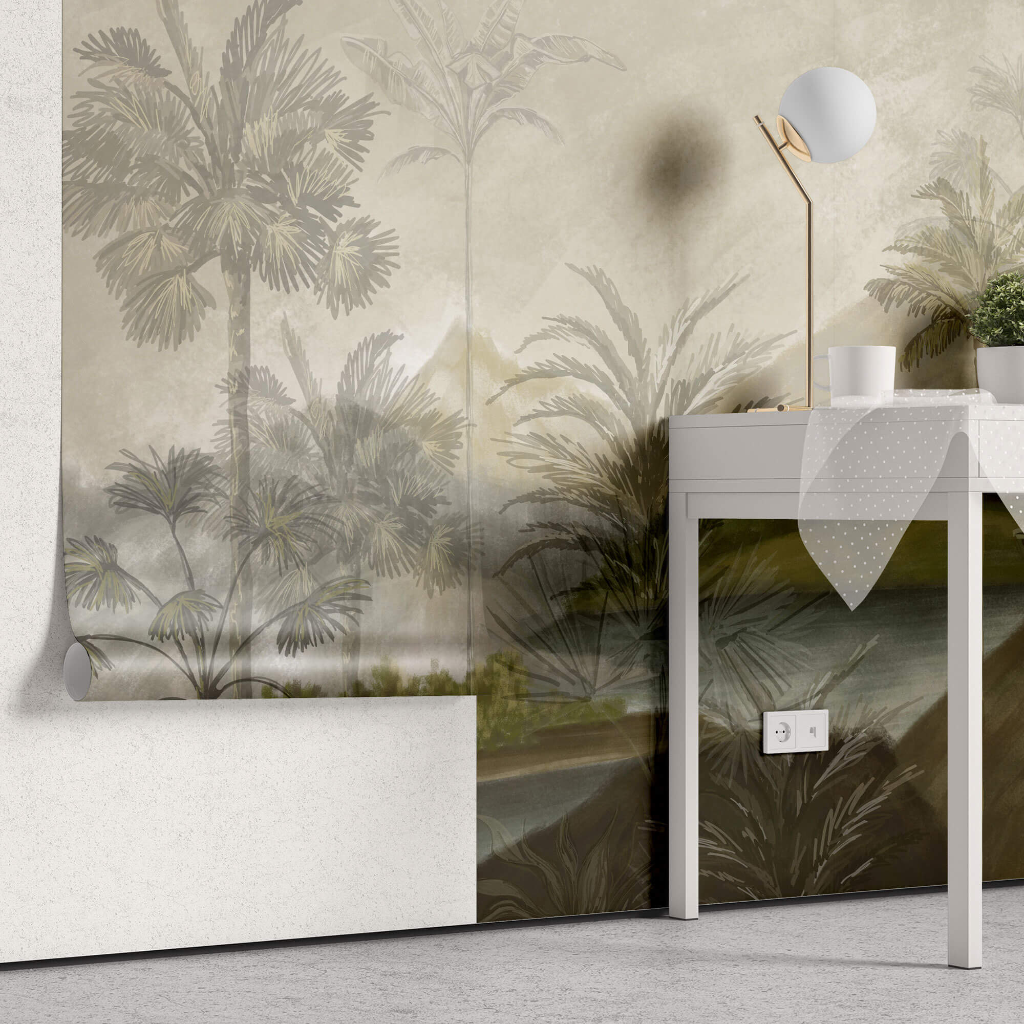 Tapet personalizat Tropical cu peisaj montan tropical - TROPICAL MOUNTAIN LANDSCAPE