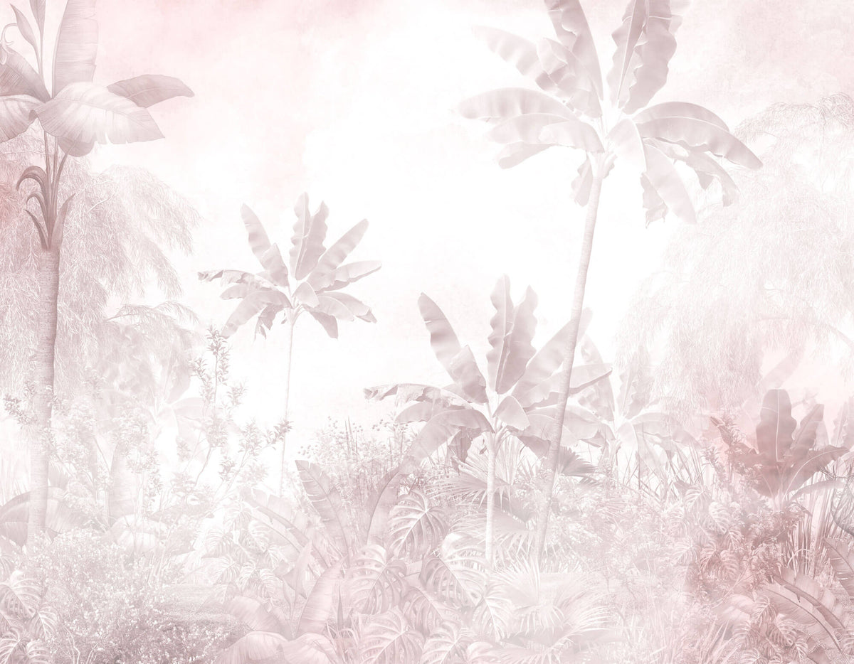 Tapet personalizat Tropical in nuante de roz - FADED PINK JUNGLE