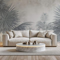 Tapet personalizat Tropical cu plante tropicale in nuante vernil gi - FADED SAGE PALMS