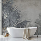 Tapet personalizat Tropical cu plante tropicale in nuante vernil gi - FADED SAGE PALMS