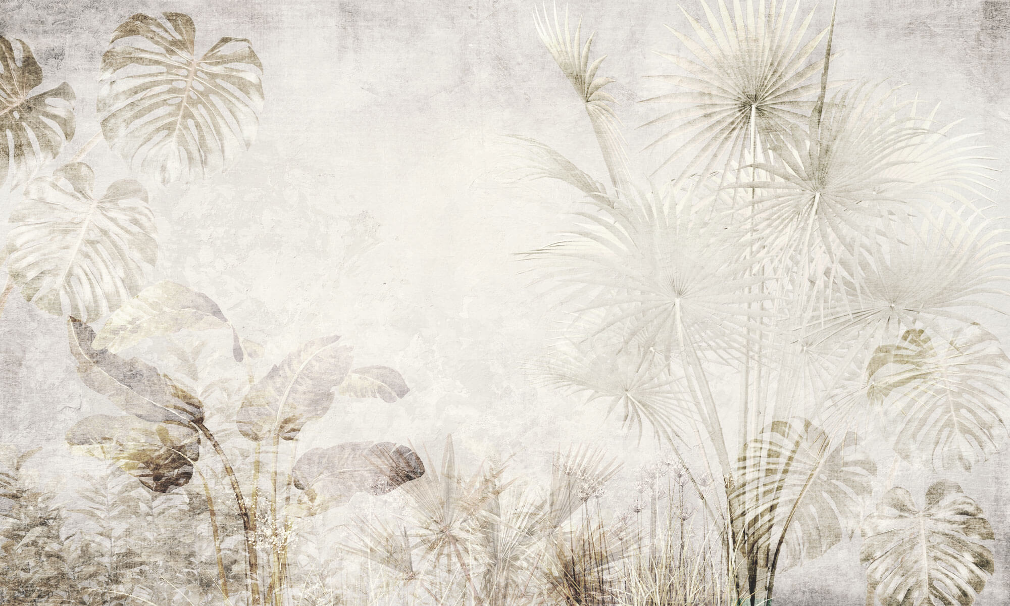 Tapet personalizat Tropical cu peisaj tropical abstract in nuante de bej - VINTAGE TROPICAL INSERTION