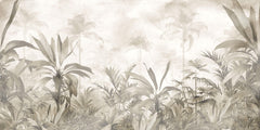 Tapet personalizat Tropical cu peisaj tropical in nuante sepia - FOGGY SEPIA JUNGLE