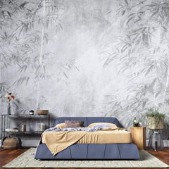 Tapet personalizat Tropical cu bambus gri - GREYSCALE BAMBOO
