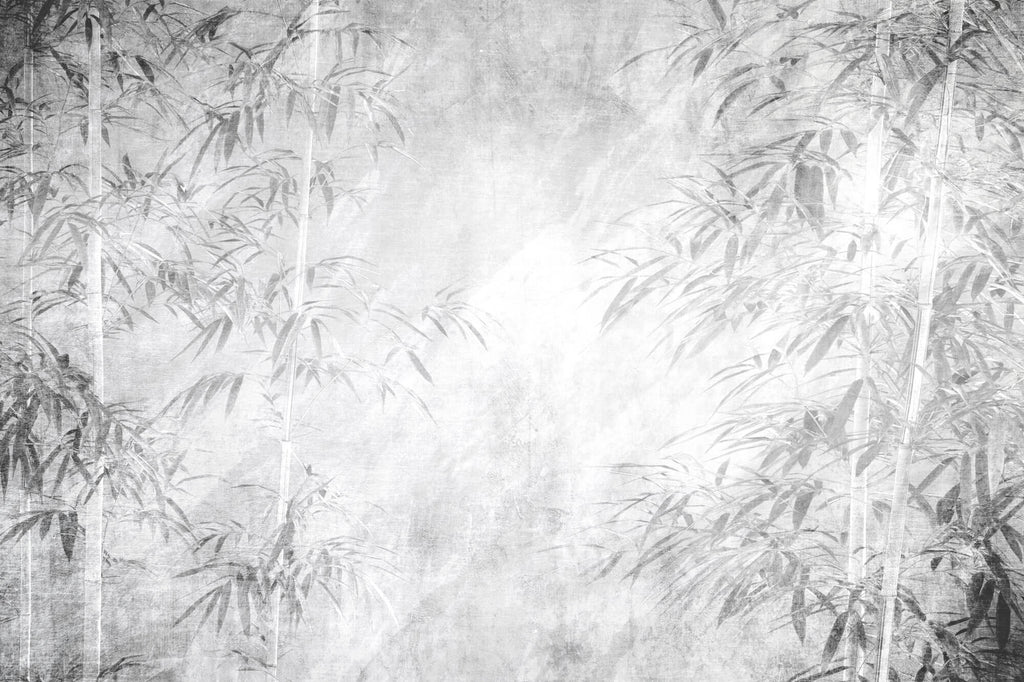 Tapet personalizat Tropical cu bambus gri - GREYSCALE BAMBOO