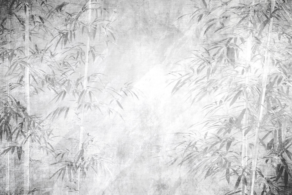 Tapet personalizat Tropical cu bambus gri - GREYSCALE BAMBOO