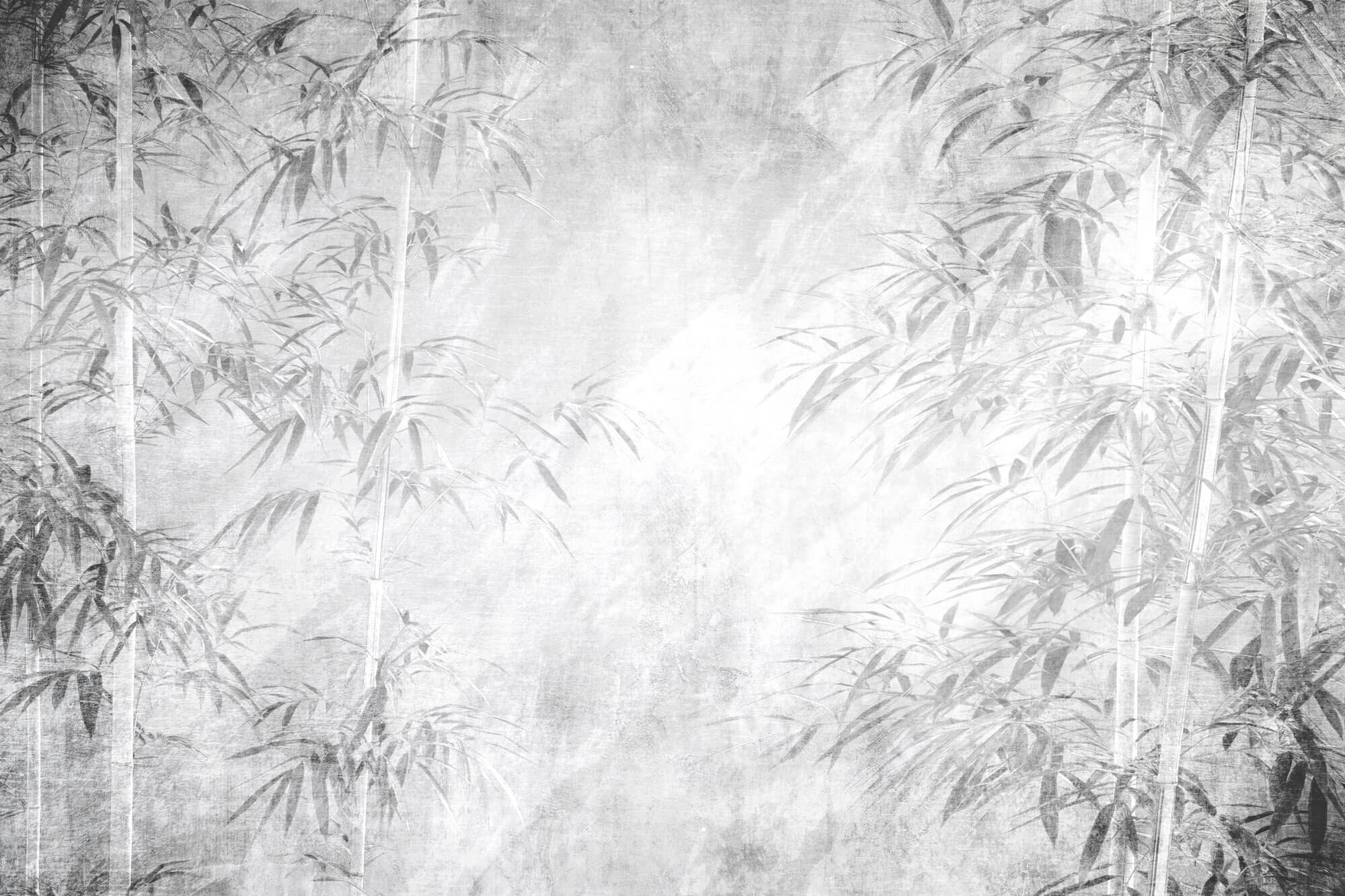 Tapet personalizat Tropical cu bambus gri - GREYSCALE BAMBOO