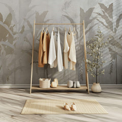 Tapet personalizat Tropical cu frunze de bananier bej - CONCRETE ABSTRACT JUNGLE