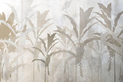 Tapet personalizat Tropical cu frunze de bananier bej - CONCRETE ABSTRACT JUNGLE