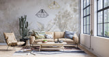 Tapet personalizat Tropical cu plante tropicale in nuante aramii - BRASSY JUNGLE