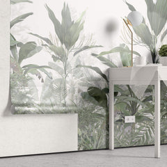 Tapet personalizat Tropical cu plante verzi si cer innorat - GREEN HUMID JUNGLE