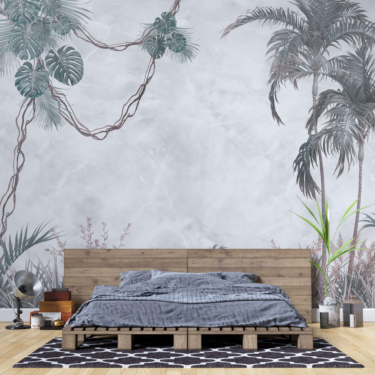 Tapet personalizat Tropical cu liane si plante tropicale - MINTY TROPICAL VINE