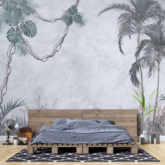Tapet personalizat Tropical cu liane si plante tropicale - MINTY TROPICAL VINE