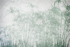 Tapet personalizat Tropical cu palmieri verzi pe un fundal texturat gri de ciment - ABSTRACT CONCRETE BAMBOO
