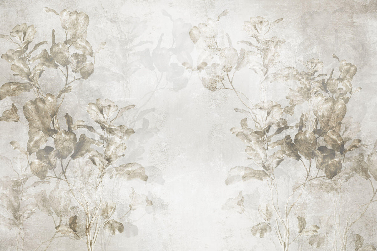 Tapet personalizat Tropical cu copaci in nuante de sepia - FICUS LYRATA