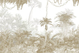 Tapet personalizat Tropical cu peisaj tropical ilustrat abstract in nuante de bej - BEIGE JUNGLE ILLUSTRATION