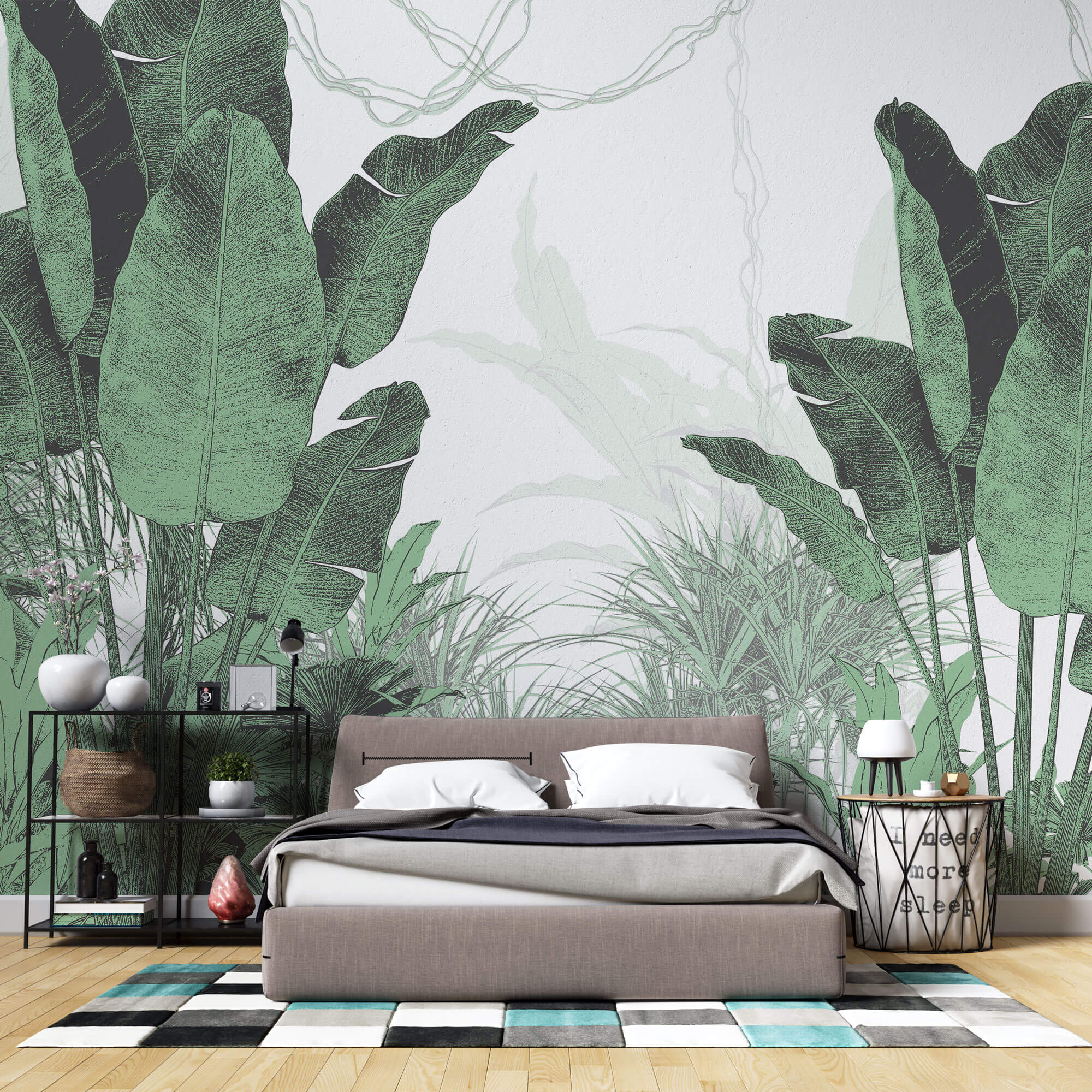 Tapet personalizat Tropical cu plante cu frunze mari verzi - TROPICAL BUSH