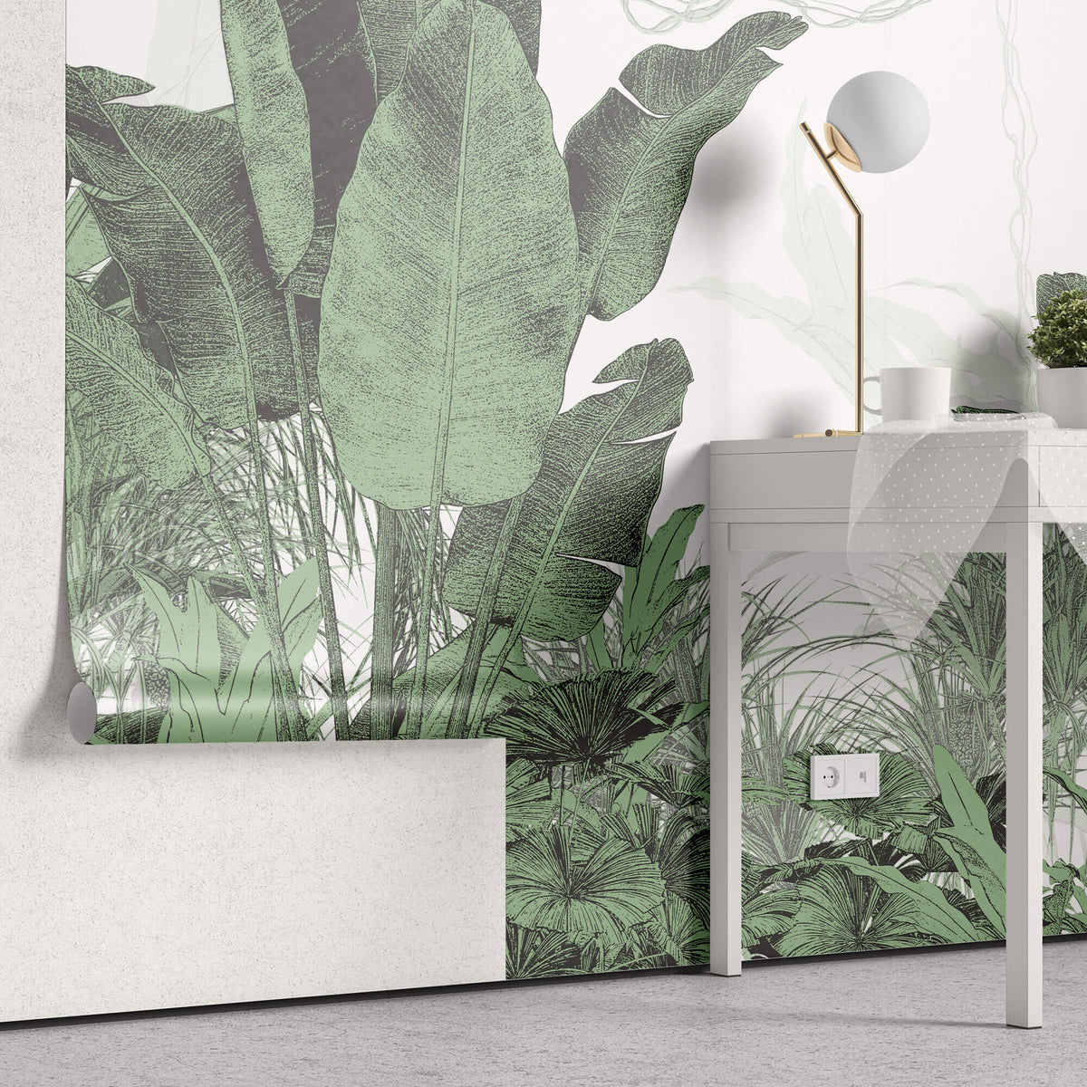 Tapet personalizat Tropical cu plante cu frunze mari verzi - TROPICAL BUSH